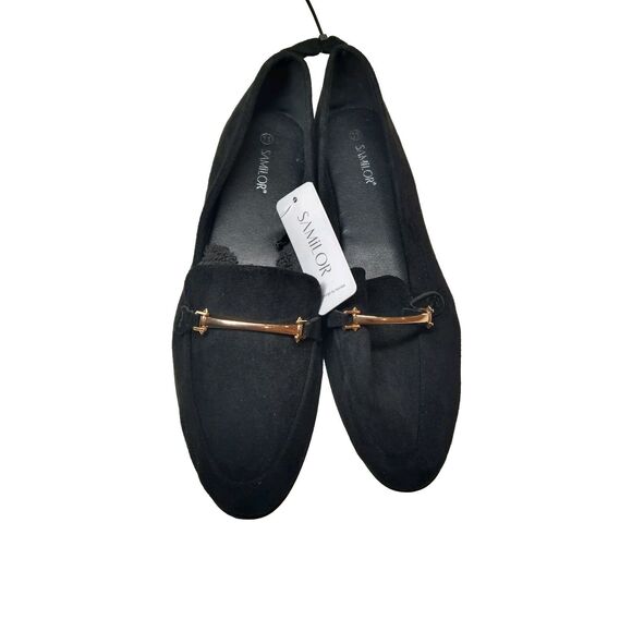 Samilor Black Loafers  Flats With Gold Buckle Size 10 - Picture 4 of 8